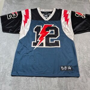 Rebel Vengeance Jersey Mens 3XL Blue #12 Lightning Bolt Mesh Streetwear Y2K